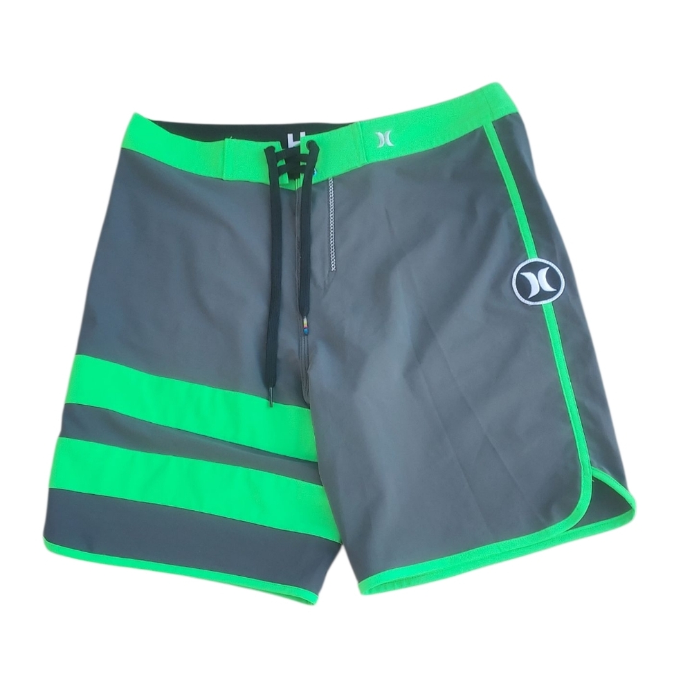 Hurley Phantom Men's Gray and Green Swim Shorts Size 30